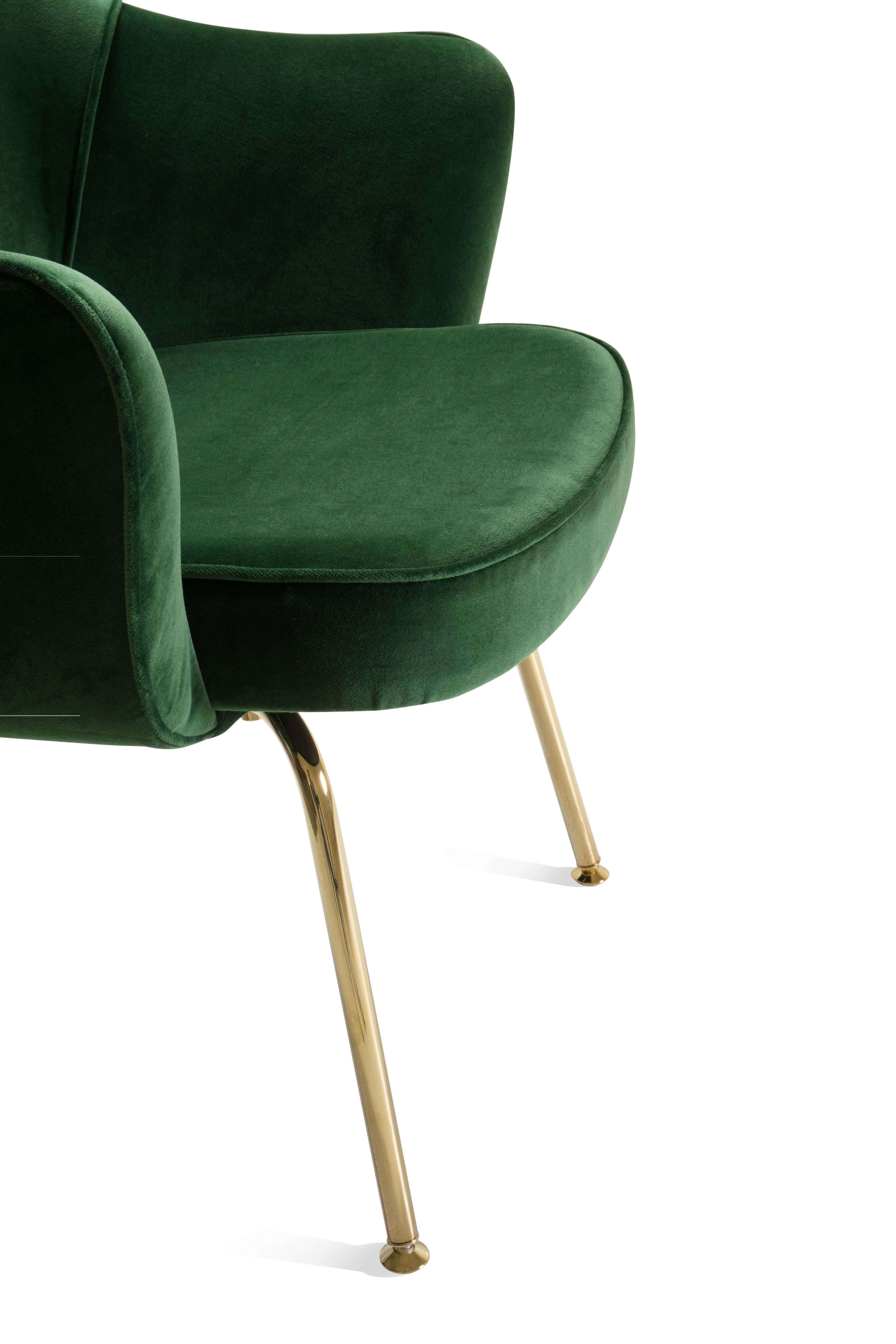 Plated Saarinen Executive Arm Chairs in Emerald Velvet, Gold Edition, Set of 6 For Sale