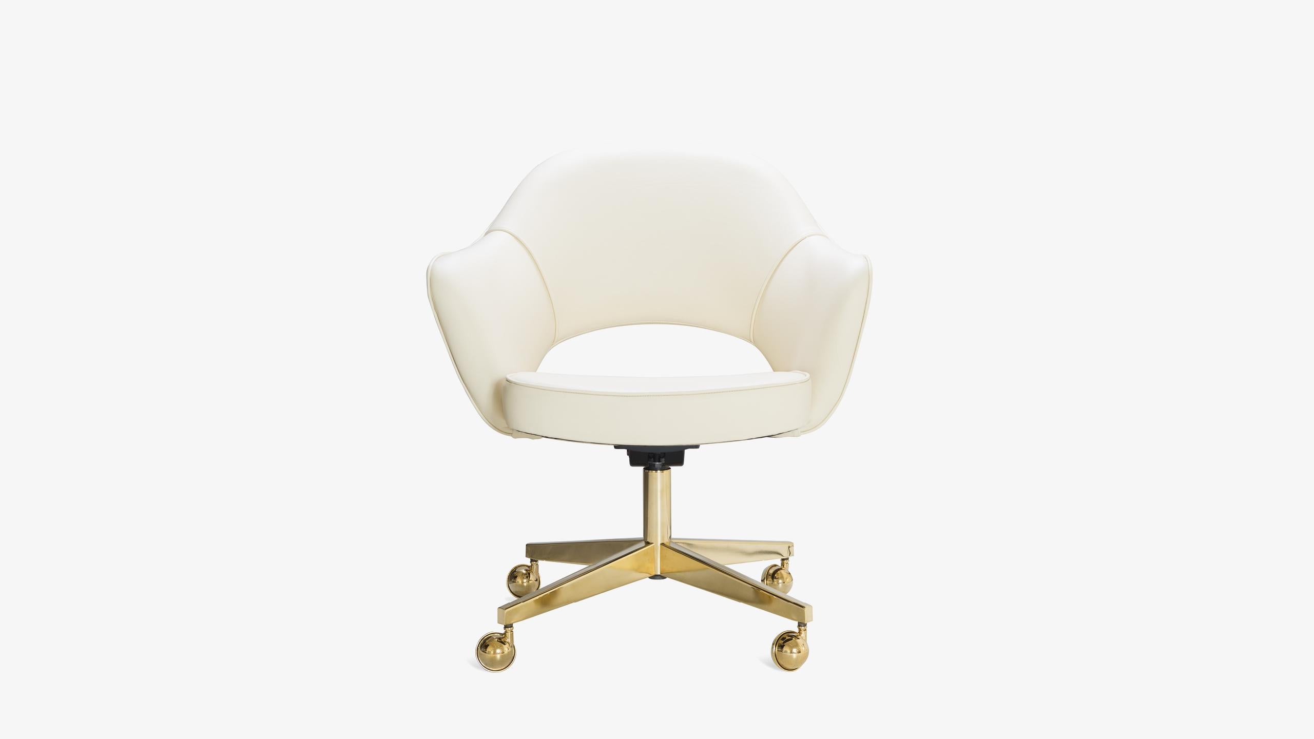 The next generation of Eero Saarinen's famed executive chairs have arrived, 100% authentic Eero Saarinen for Knoll Executive Chairs completely restored ground-up with an extra touch of gold.

We've been restoring Saarinen executive chairs for