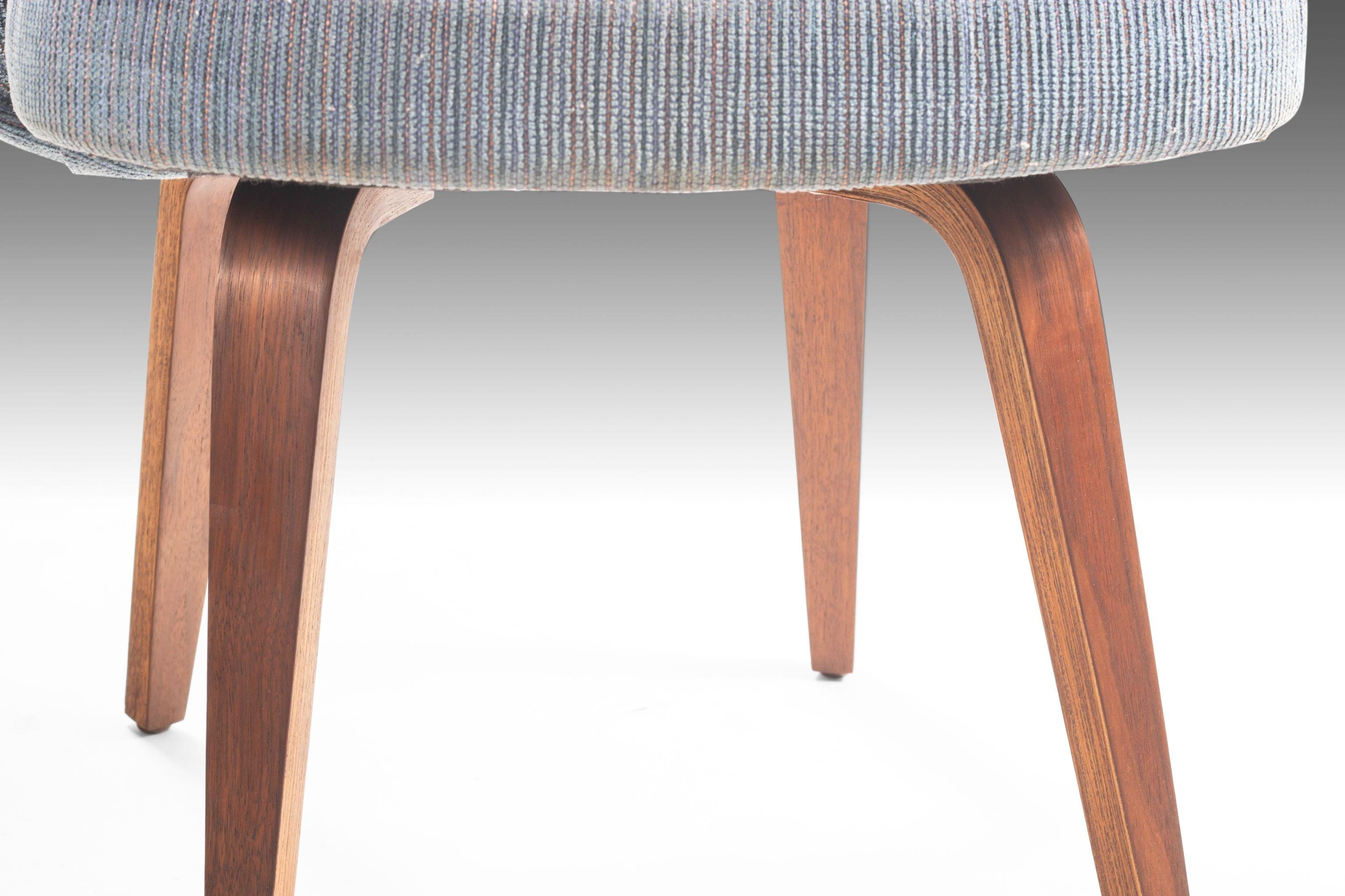 Saarinen Executive Armless Chair Bentwood Leg, Original Knoll Fabric, c. 1960s 1