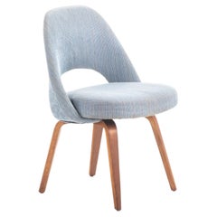 Saarinen Executive Armless Chair Bentwood Leg, Original Knoll Fabric, c. 1960s