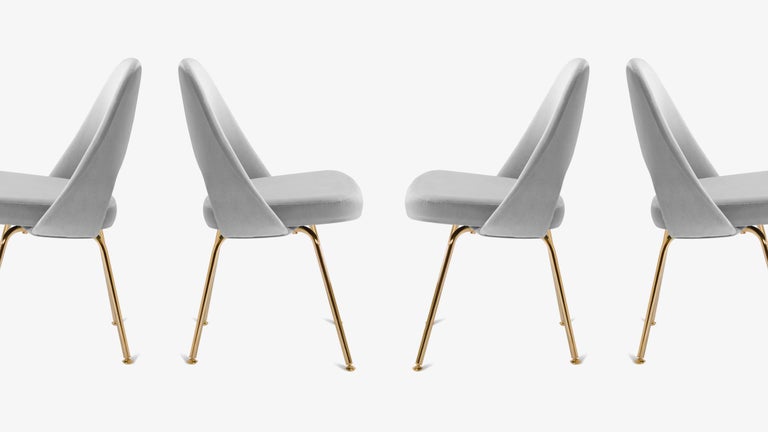 saarinen executive armless chairs in dove velvet 24k gold edition