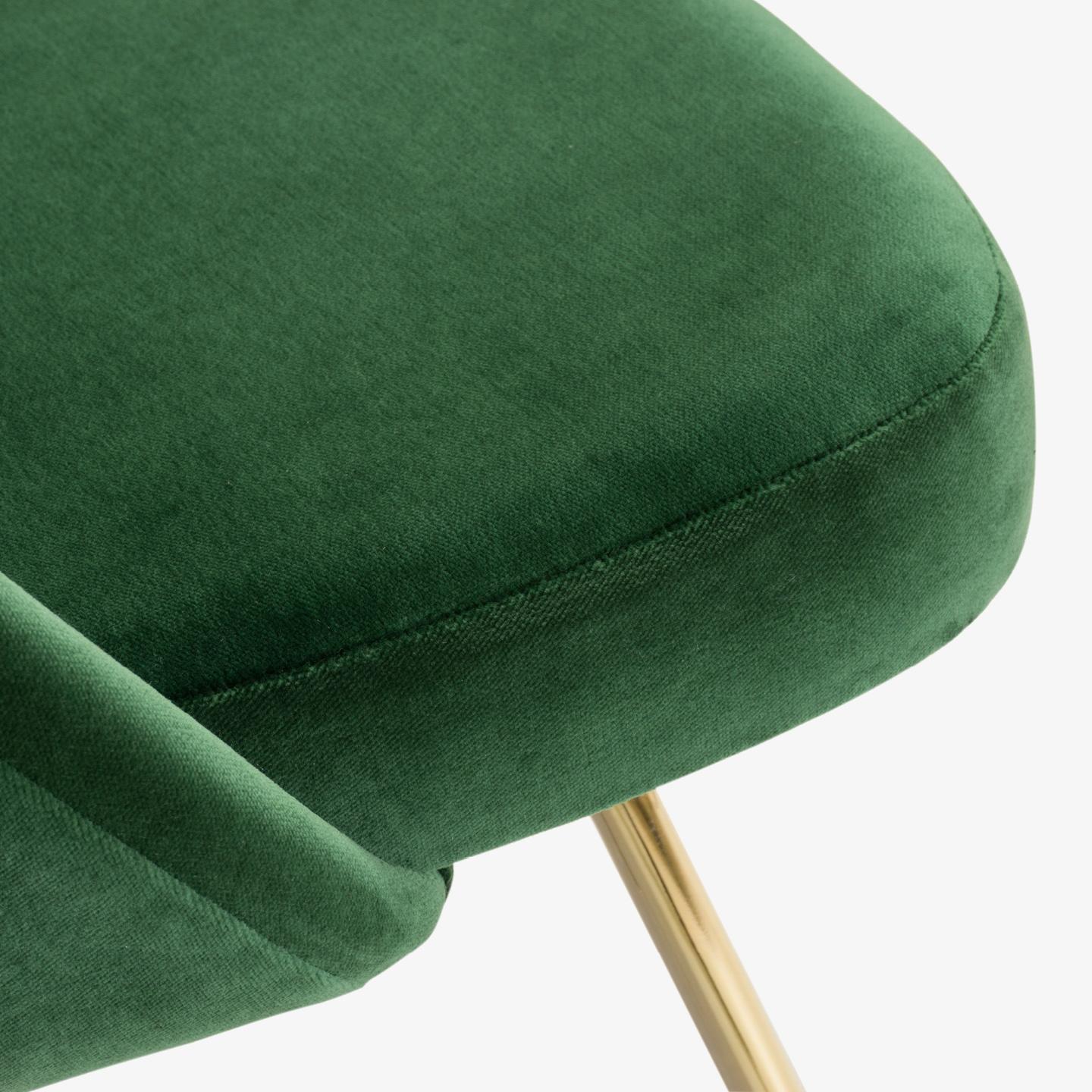 Mid-Century Modern Saarinen Executive Armless Chairs in Emerald Velvet, Gold Edition, Set of 6 For Sale