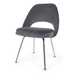 Saarinen Executive Armless Chairs in Gunmetal Velvet, Set of 6