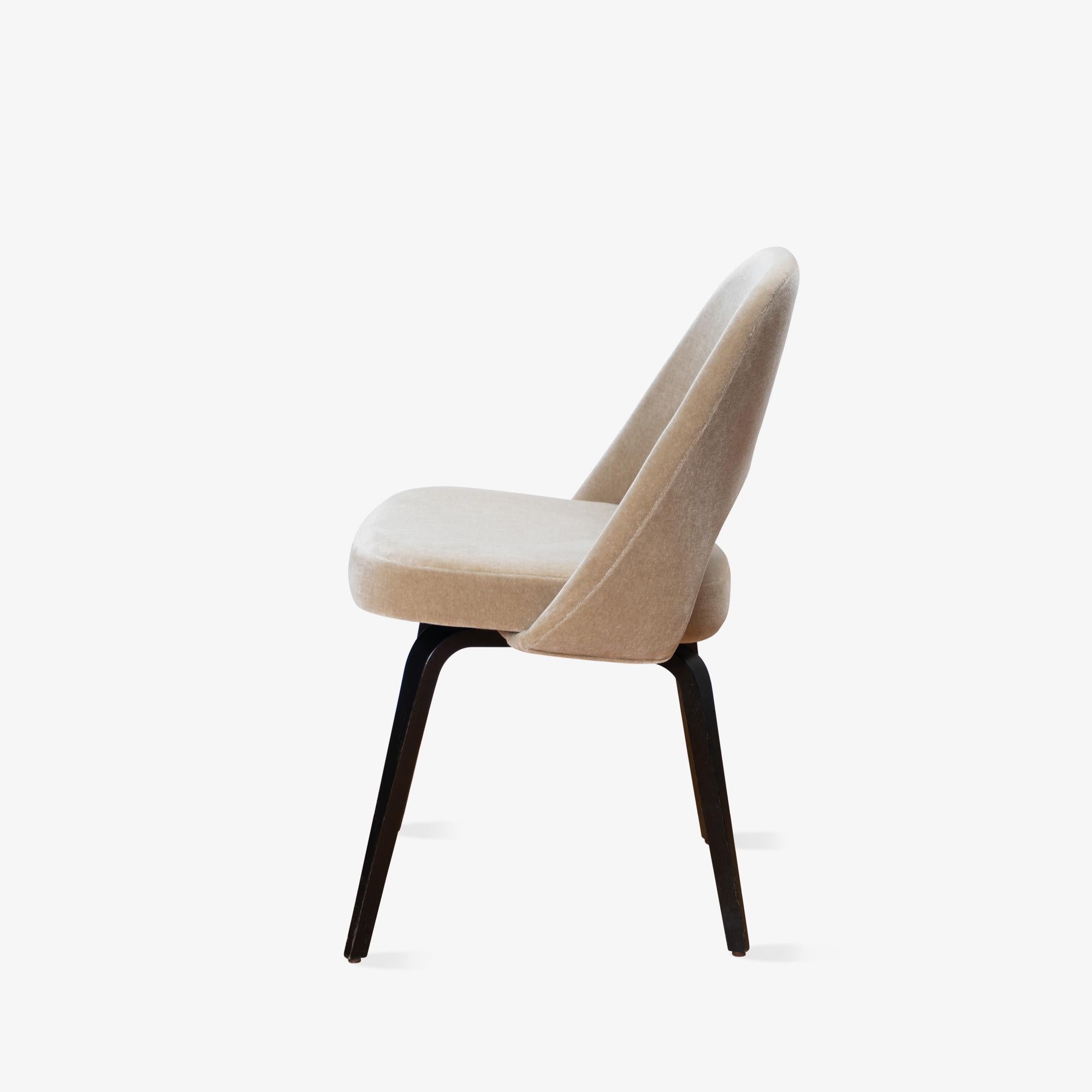 American Saarinen Executive Armless Chairs in Sand Mohair, Ebony Oak Legs by Knoll For Sale