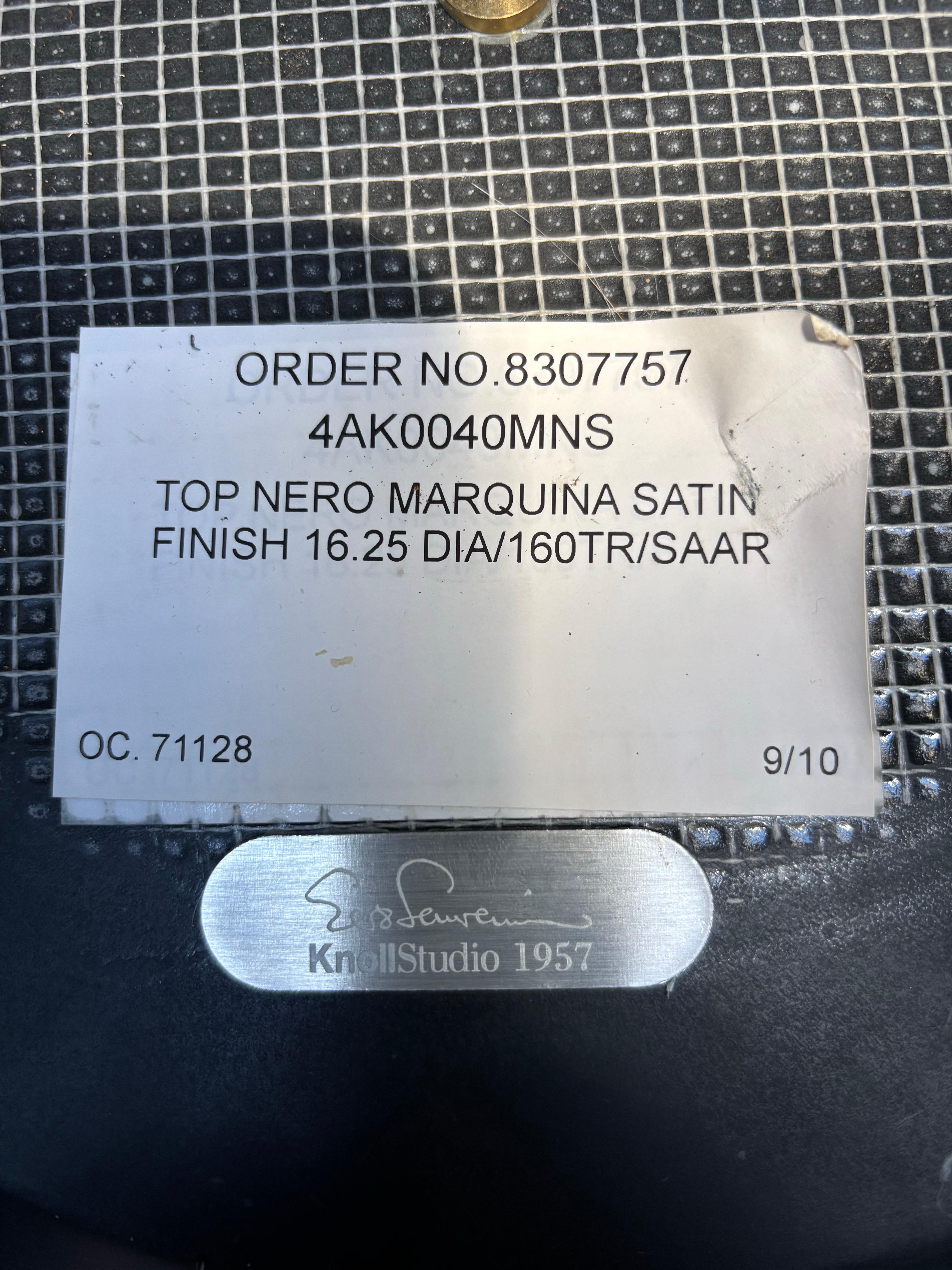 Marbre Saarinen for Knoll 16 Tulip Table in Black Nero Marquina Satin en vente