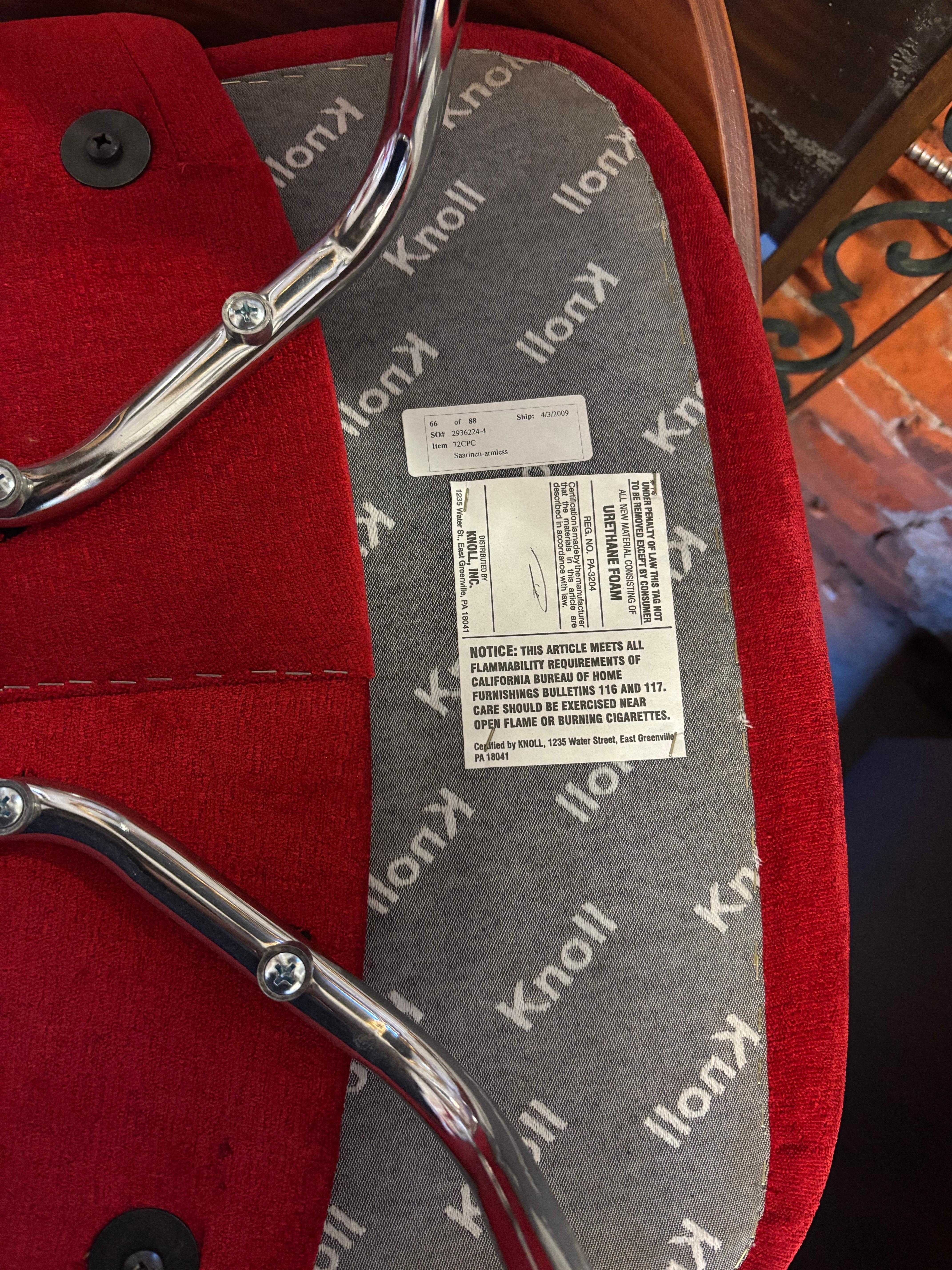 Saarinen per Knoll - Sedie da pranzo direzionali, Set di 6 in vendita 4