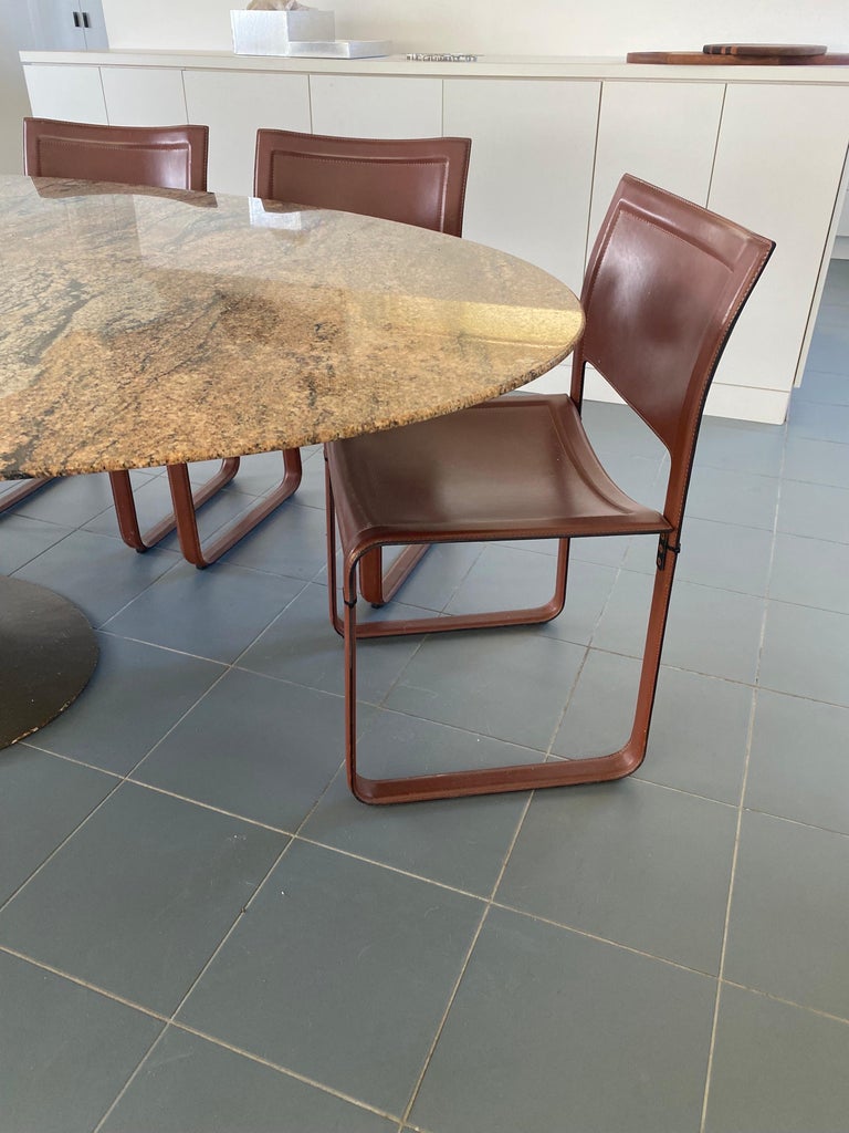 Saarinen for Knoll Oval Espresso Marble Dining Table 4
