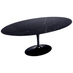 Vintage Saarinen & Knoll International "Tulip" Table, Marquina Marble and Black Rilsan