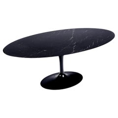 Saarinen & Knoll International "Tulip" Table, Marquina Marble and Black Rilsan