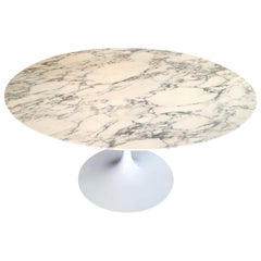 Saarinen Knoll Round Tulip Black White Marble Table, 2010