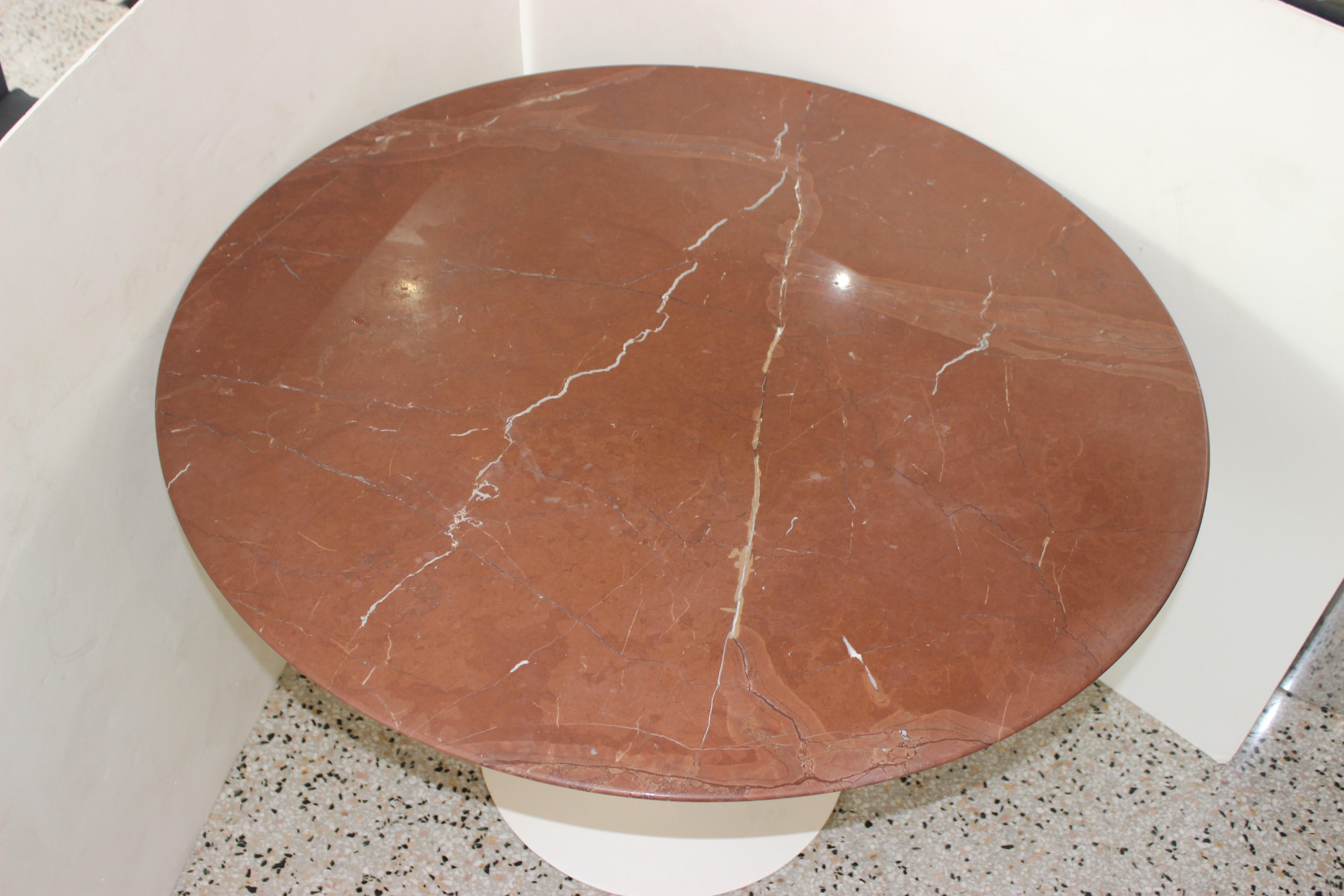 20th Century Saarinen Pedestal Table with Rouge Marble-Top by Knoll