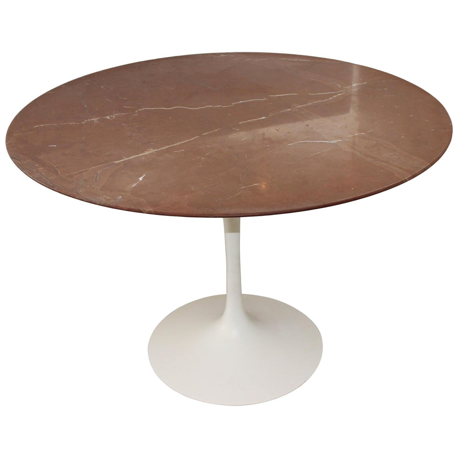 Saarinen Pedestal Table with Rouge Marble-Top by Knoll