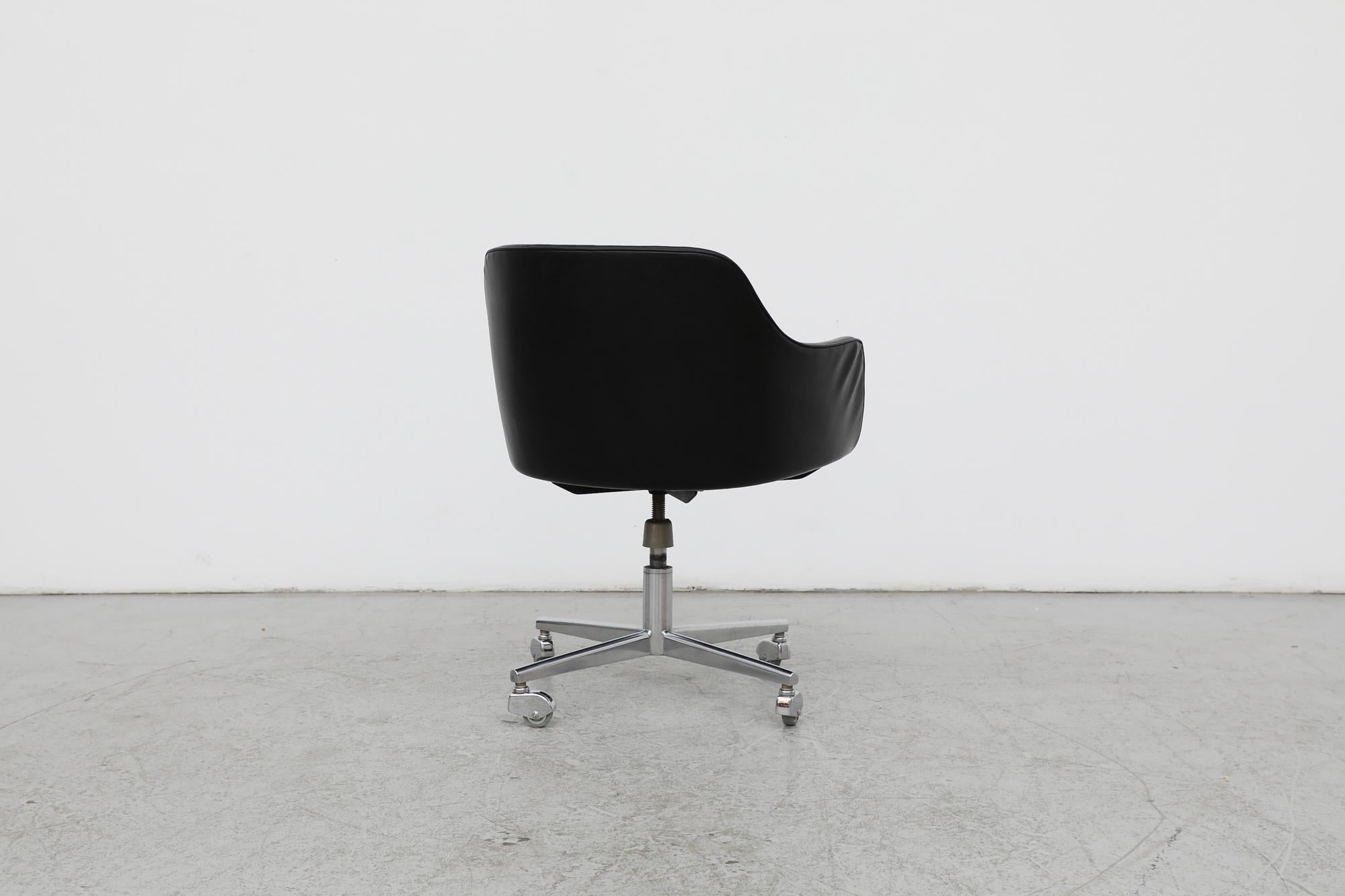 Saarinen Style Black Faux Leather Rolling Office Chair 1