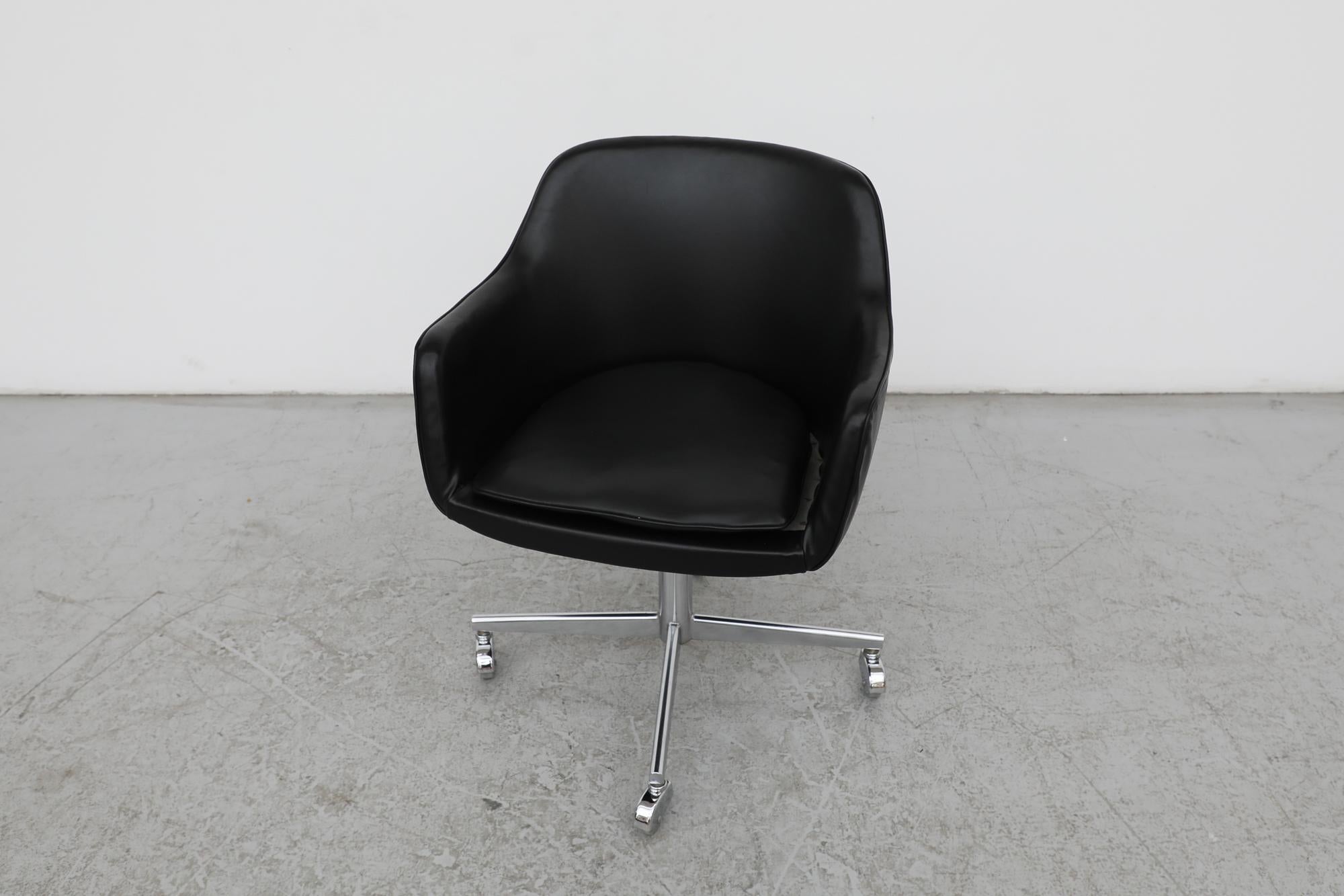 Saarinen Style Black Faux Leather Rolling Office Chair 2