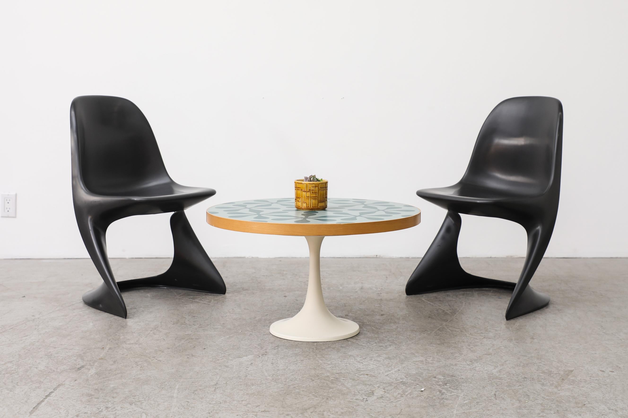 Italian Saarinen Style Coffee or Side Table with Flower Power Top
