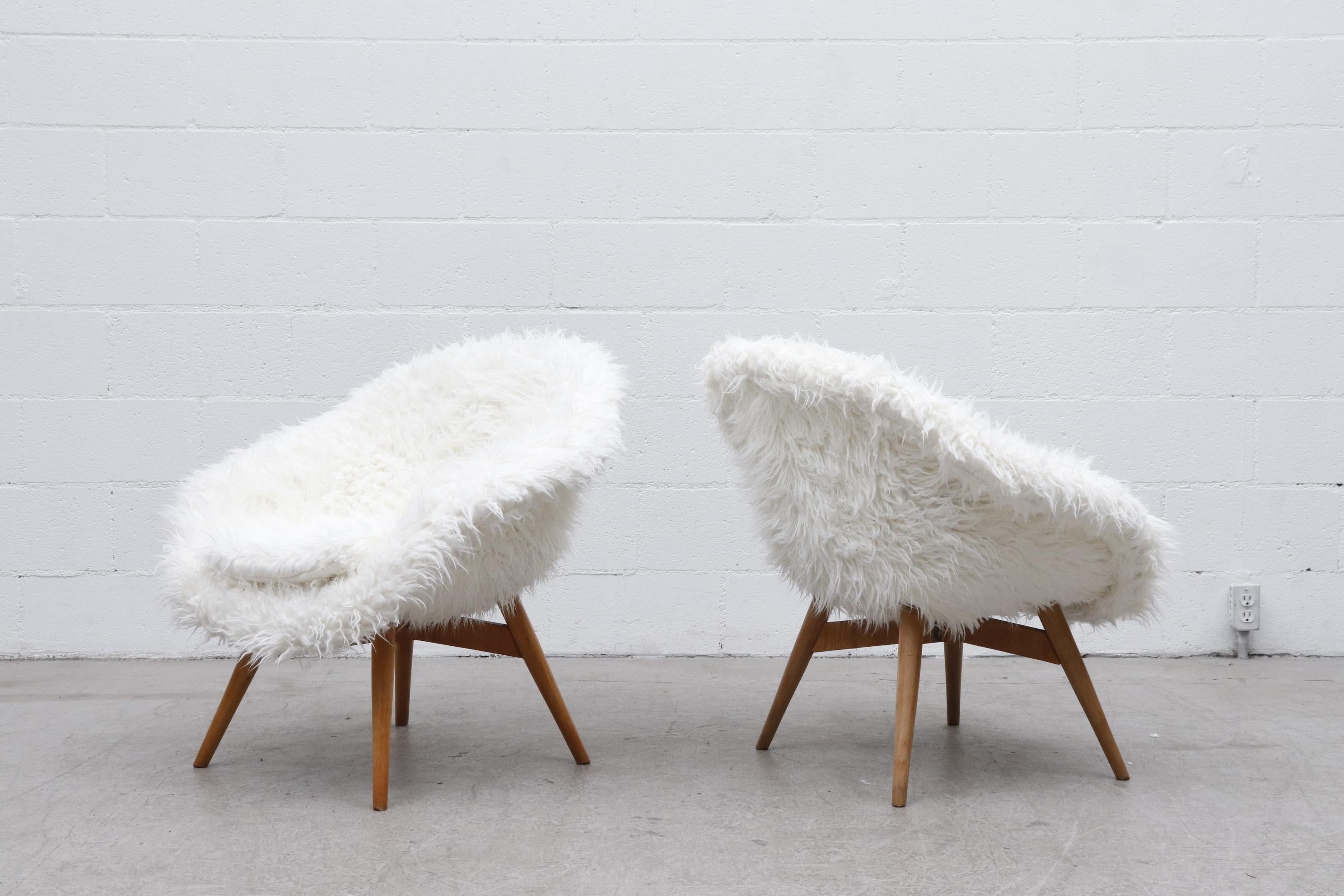 Dutch Saarinen Style Faux Fur Bucket Chair by Miroslav Navratil