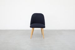 Saarinen Style Navy Upholstered Cocktail Chair with Natural Birch Tapered Legs