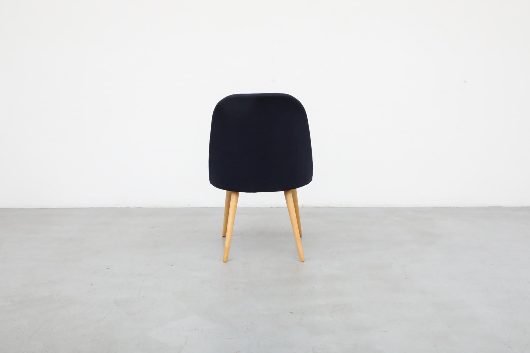 20th Century Saarinen Style Navy Upholstered Cocktail Chair with Natural Birch Tapered Legs For Sale