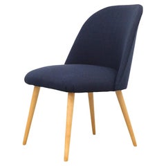 Vintage Saarinen Style Navy Upholstered Cocktail Chair with Natural Birch Tapered Legs