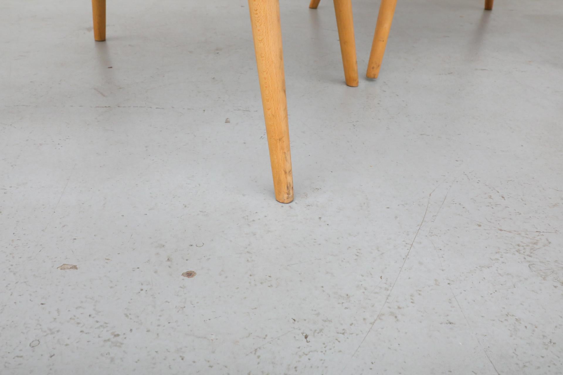 Saarinen Style Navy Upholstered Cocktail Chairs with Natural Birch Tapered Legs For Sale 5