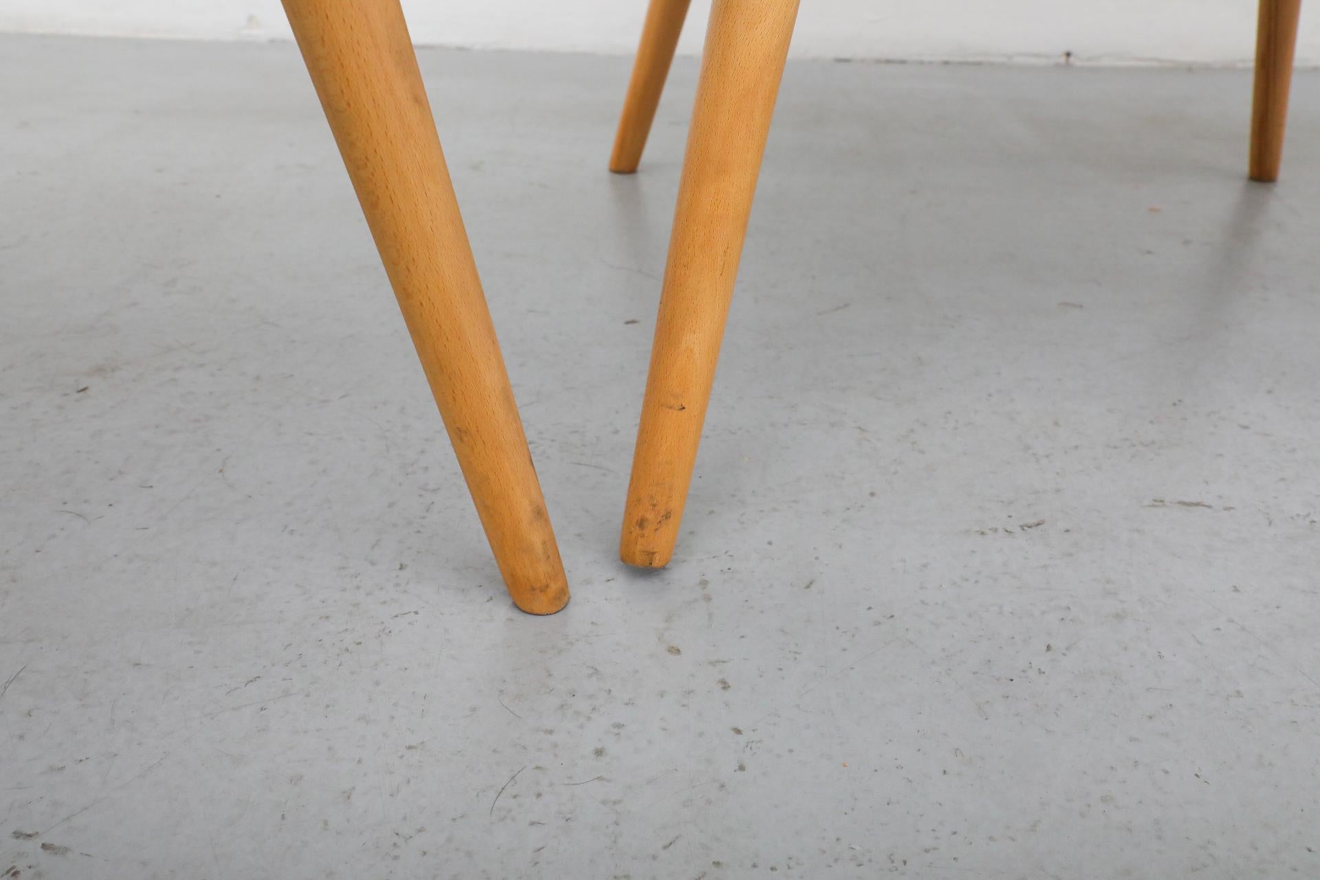 Saarinen Style Navy Upholstered Cocktail Chairs with Natural Birch Tapered Legs For Sale 6