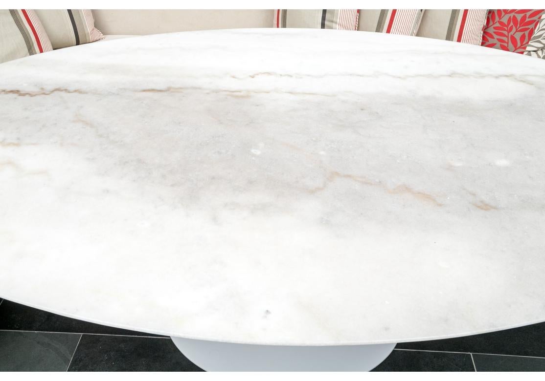 Saarinen Style Oval Tulip Marble Top Dining Table For Sale 2