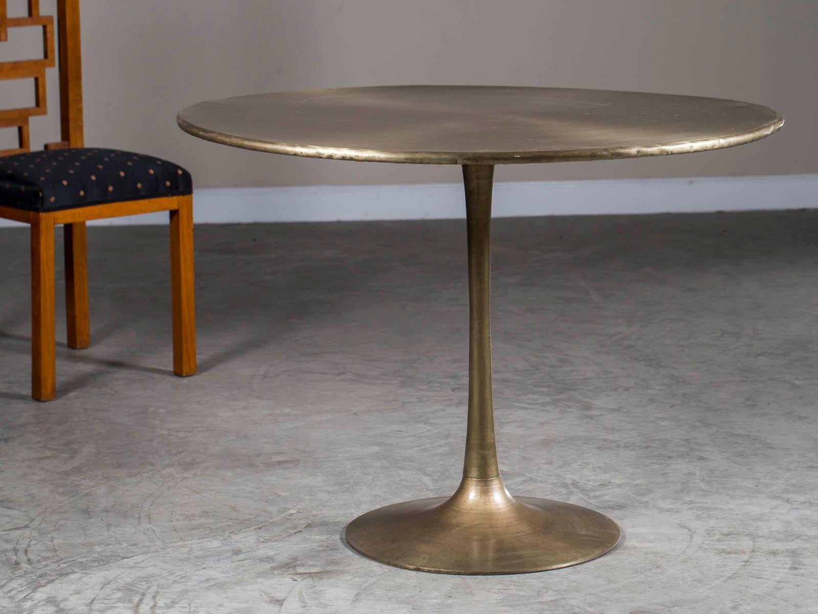 Mid-Century Modern Saarinen Style Round Brass Dining Table from Holland