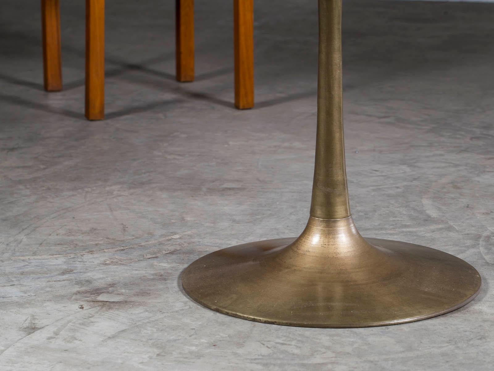 Saarinen Style Round Brass Dining Table from Holland In Excellent Condition In Houston, TX