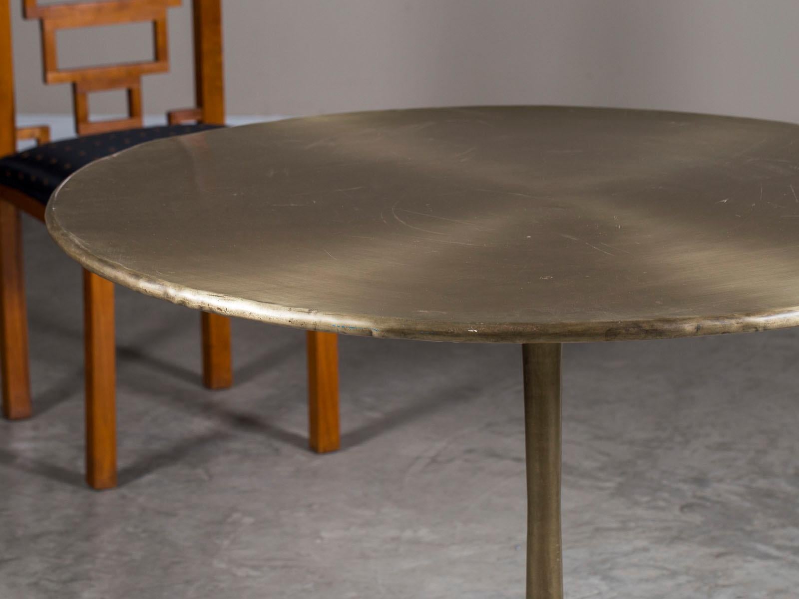 Contemporary Saarinen Style Round Brass Dining Table from Holland