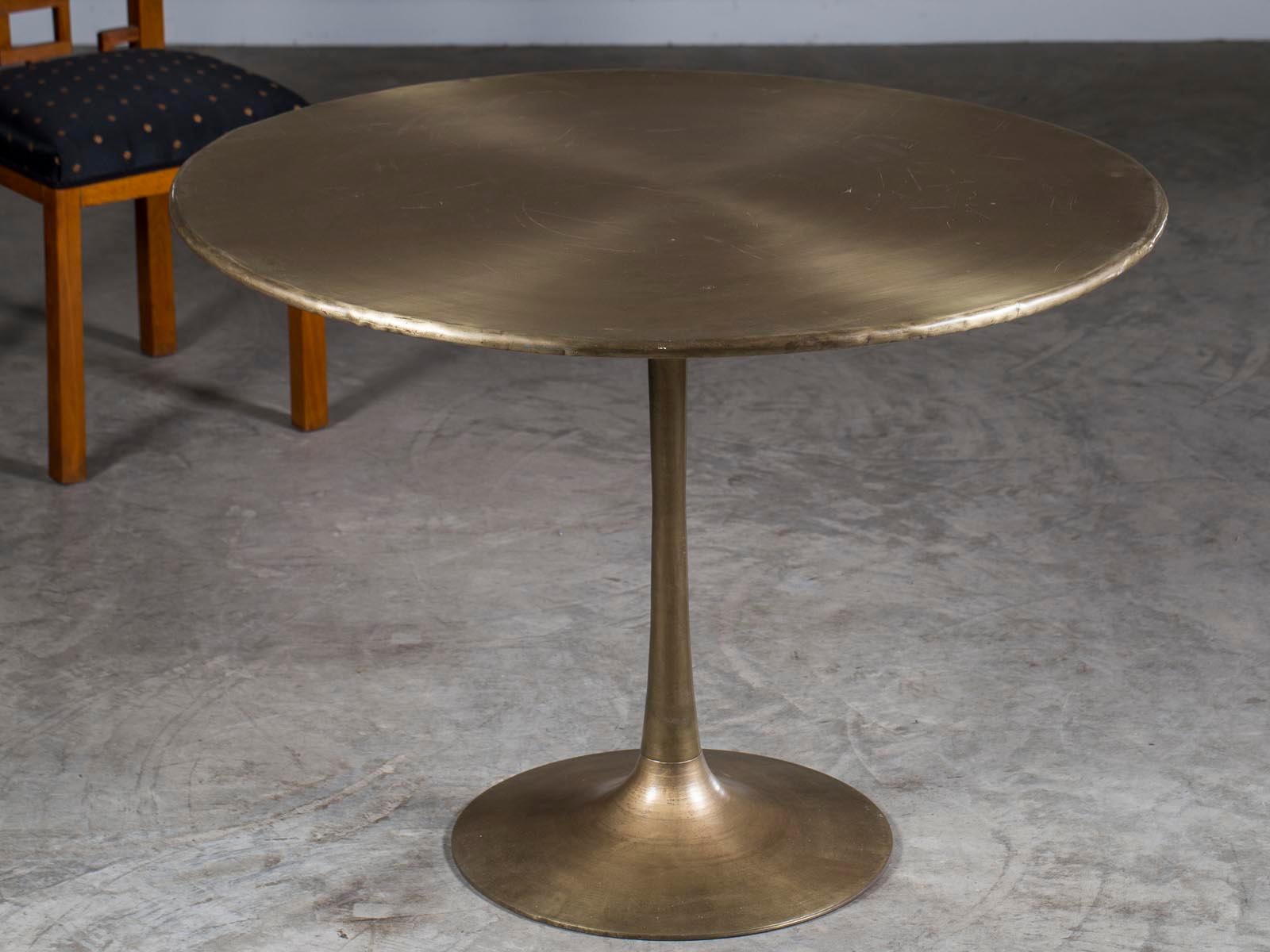 Saarinen Style Round Brass Dining Table from Holland 1