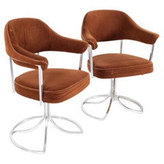 Saarinen Style Swivel Office Dining Chairs, Pair