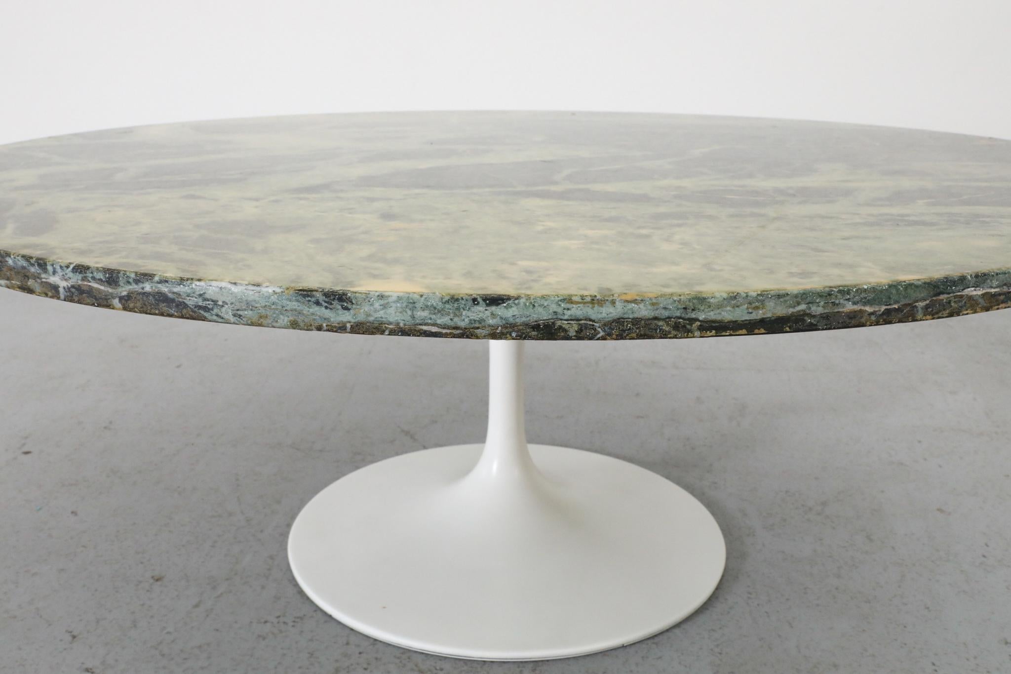 Table tulipe en marbre vert Verde Alpi, style Saarinen, milieu du siècle dernier en vente 2