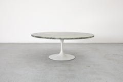Mid-Century Round Coffee Table in Verde Alpi Marble, 1960s Style