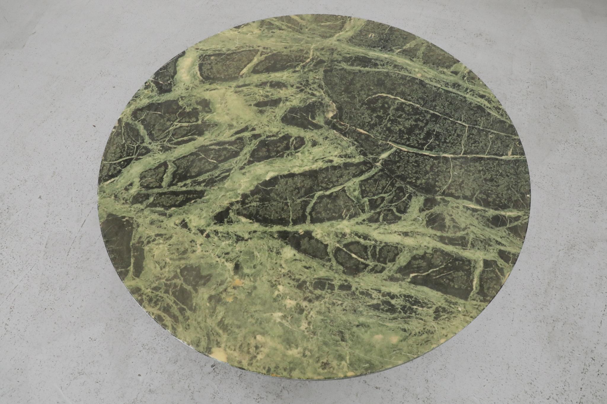 Métal Table tulipe en marbre vert Verde Alpi, style Saarinen, milieu du siècle dernier en vente