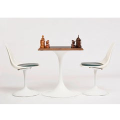 Saarinen Style Tulip Table and Chairs Ebony Chess Set