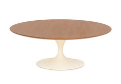 Eero Saarinen Tulip Coffee Table with Oak Top and White Base