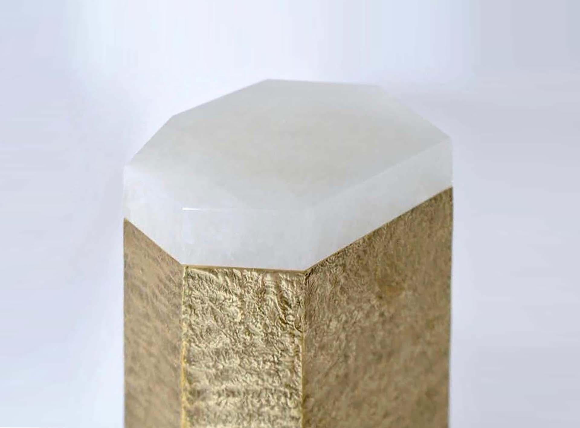 Contemporary SAB Rock Crystal Side Table by Phoenix For Sale