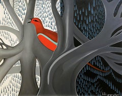 Art contemporain géorgien de Saba Dolikashvili - Oiseau en rouge