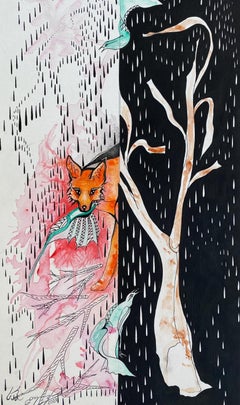 Art contemporain géorgien de Saba Dolikashvili - Renard en rouge