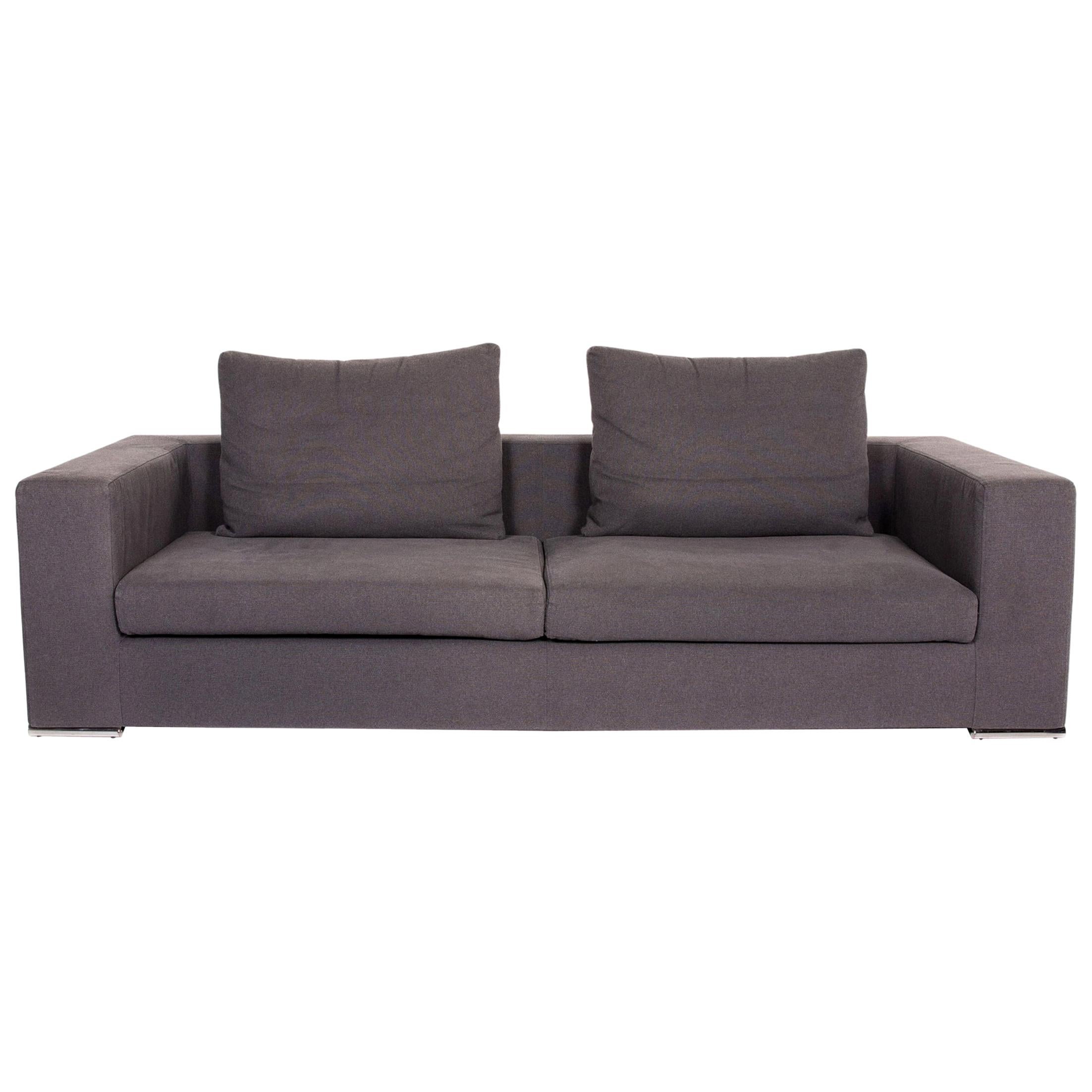 Saba Italia Fabric Sofa Gray Two-Seat Couch For Sale