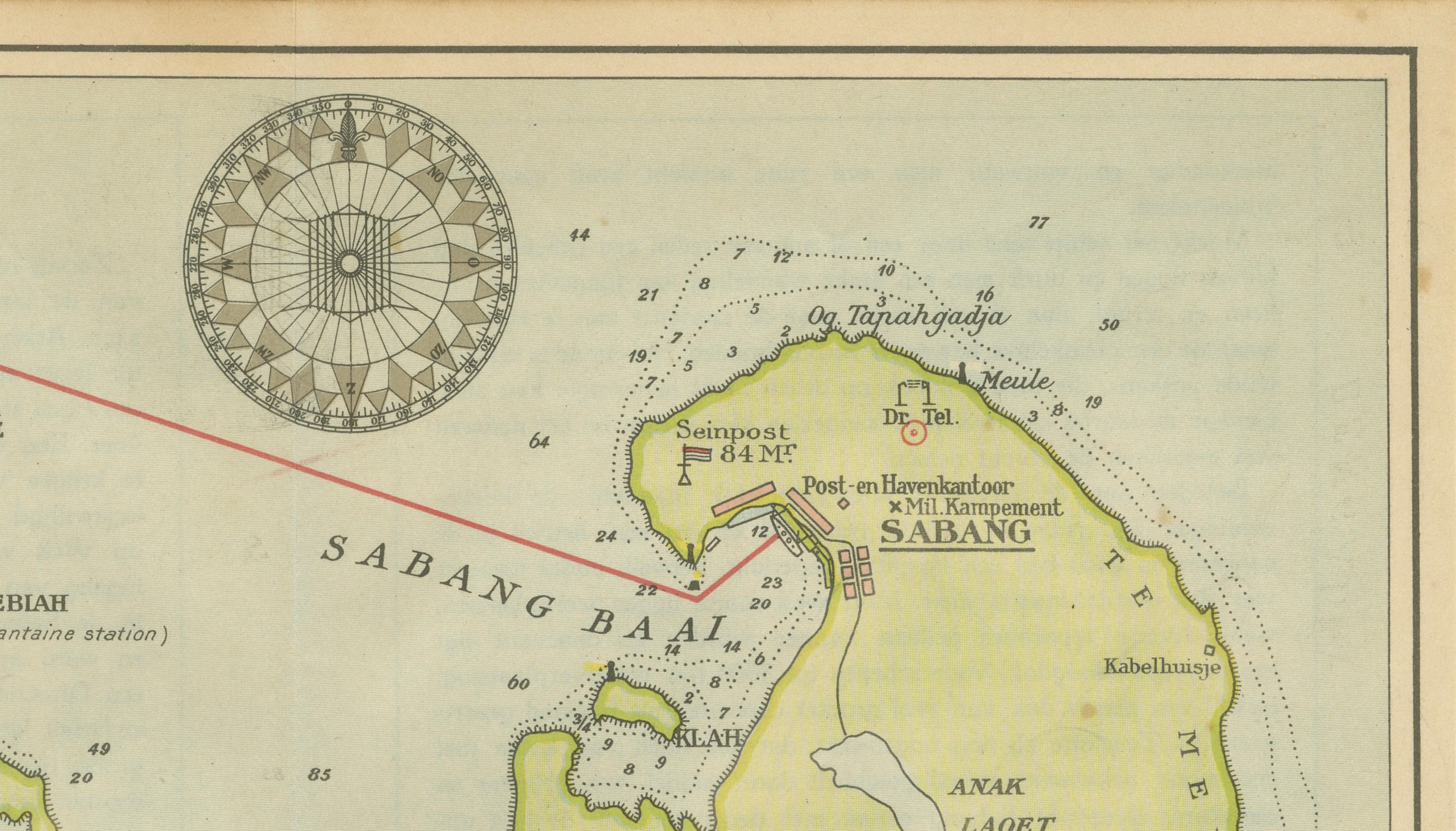 Sabang Bay & Pulau Weh – Antique Dutch Colonial Map of Sumatra, Indonesia, 1910