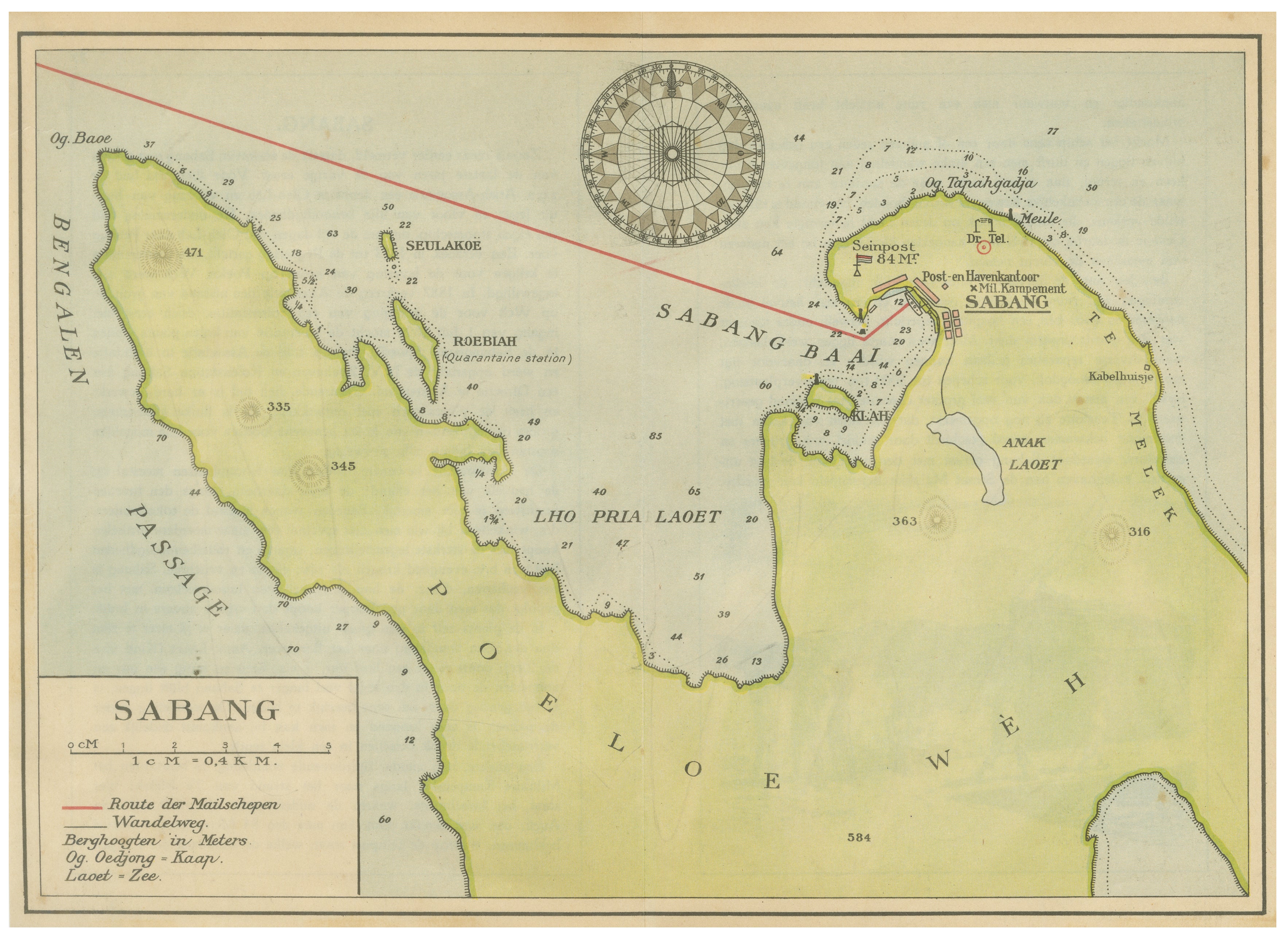 Sabang Bay & Pulau Weh – Antique Dutch Colonial Map of Sumatra, Indonesia, 1910