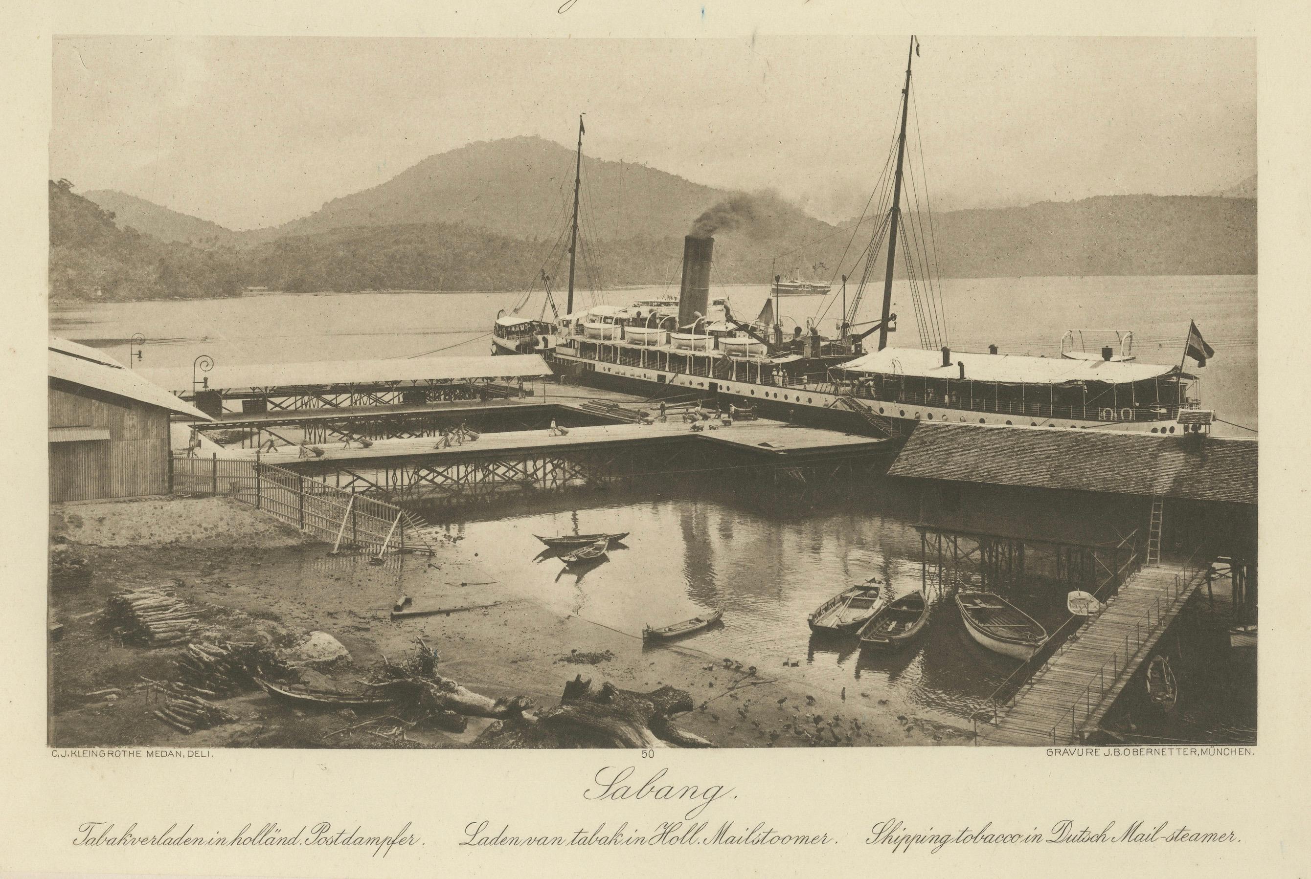 Port de Sabang, Pulau Weh - Kleingrothe Dutch East Indies Coaling Photo c.1910 Bon état - En vente à Langweer, NL