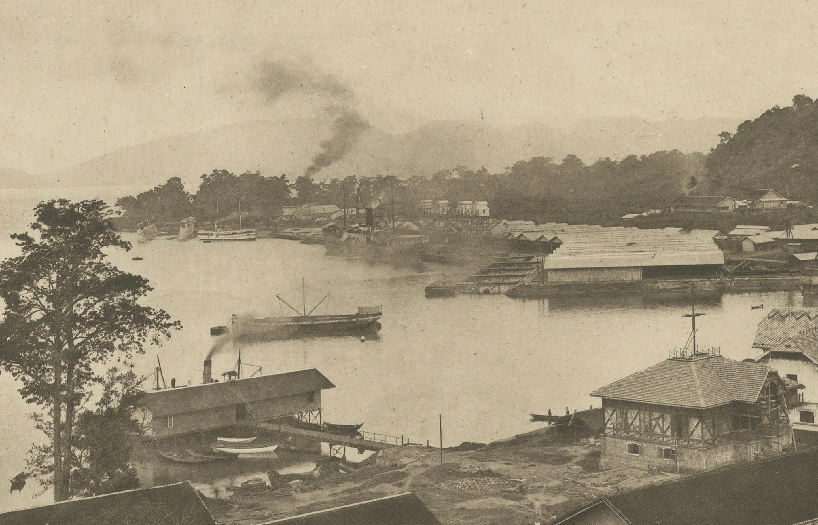Port de Sabang, Pulau Weh - Kleingrothe Dutch East Indies Coaling Photo c.1910 en vente 1