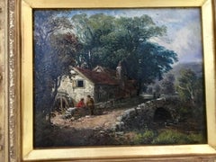 Victorian English cottage farm scene, possibly the Cotswolds