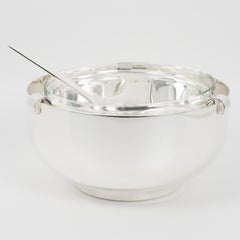 Sabattini Crystal and Silver Plate Caviar Bowl Dish Serving Chiller, circa 1980