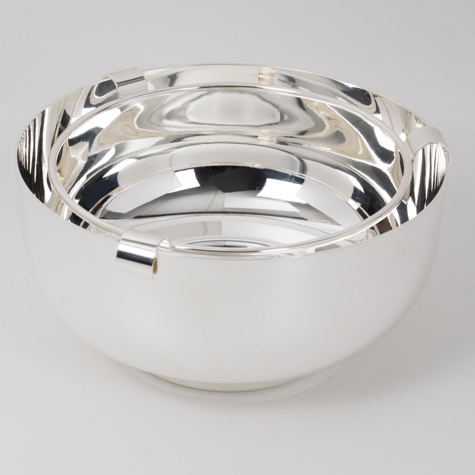 Enfriador de platos para servir caviar Sabattini de cristal y chapa de plata, hacia 1980 en venta 1