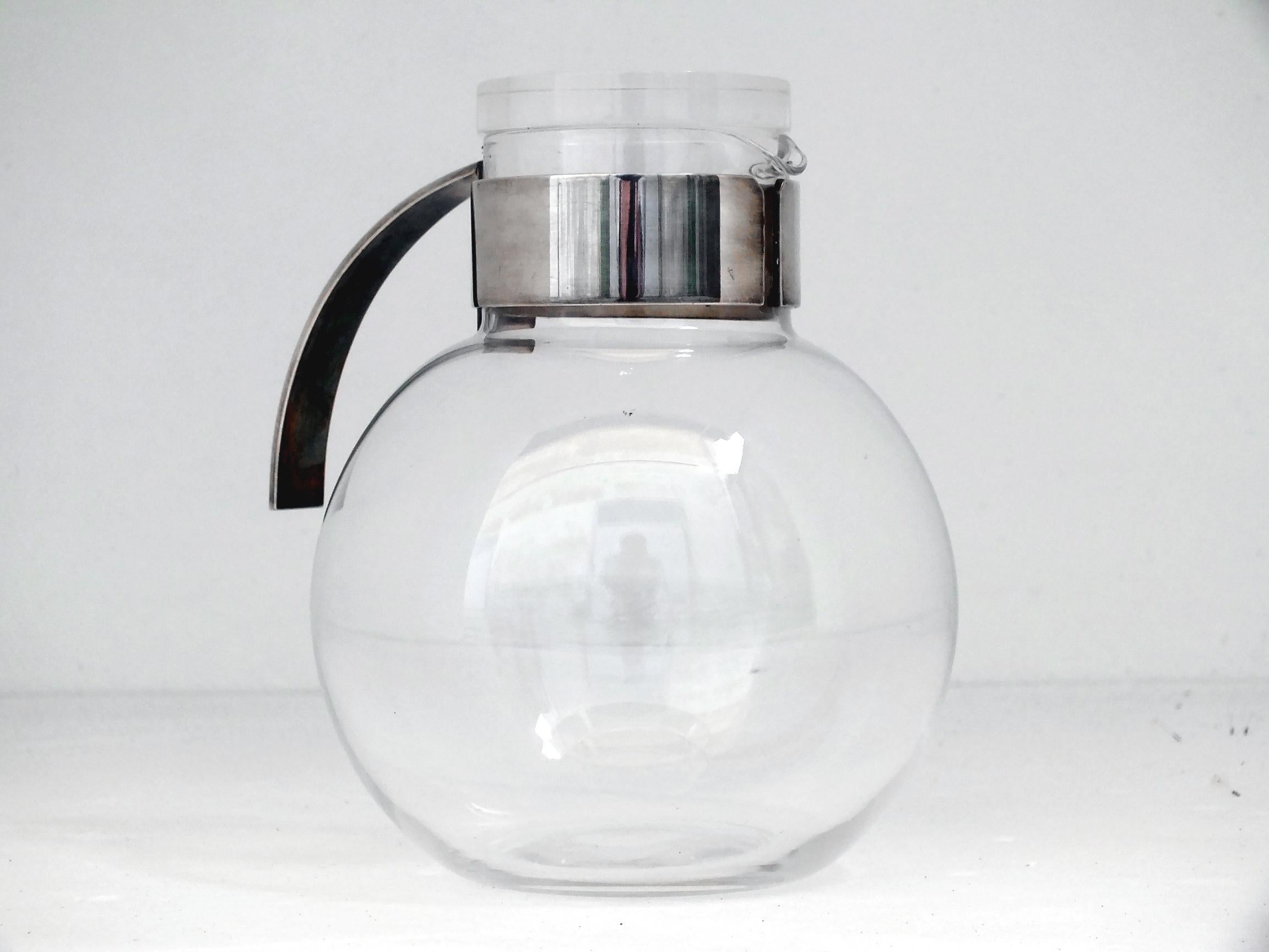 Sabattini Italien Design Jahre '70 veredelter Glaskrug im Angebot 3