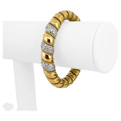 Sabbadini 18 Karat Yellow and White Gold Diamond Heavy Cuff Bracelet, Italy
