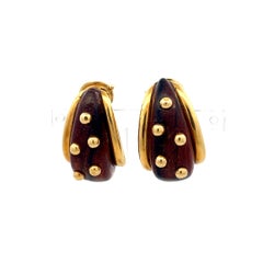 Sabbadini 18K Yellow Gold Clip-On Earrings Wooden 21.07 Grams